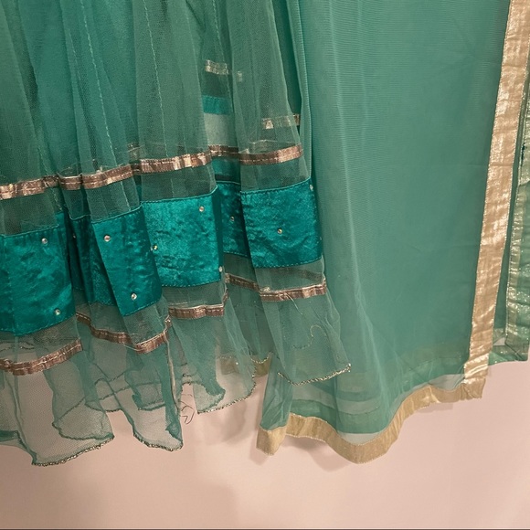 Teal Salwar Kameez Indian 3-Piece Set – Punjabi/Pakistani Style - Picture 5 of 8